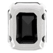 Cristal Aurora A4610 Octágono talla escalonada 10x8 mm - Plata - Azabache x1