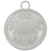 Colgante étnico redondo de 18 mm - para cabujón de 3 mm - Acero inoxidable 316L x1