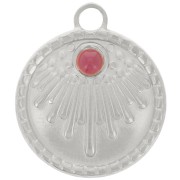 Colgante étnico redondo de 18 mm - para cabujón de 3 mm - Acero inoxidable 316L x1