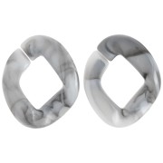 Eslabón acrílico trenzado ovalado 40x33 mm - Gris jaspeado - Negro x1