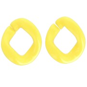 Eslabón acrílico trenzado ovalado 39x34 mm - Amarillo fluorescente x1