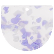 Colgante media luna acetato 29x33 mm - Violeta terrazo - Blanco nacarado x1