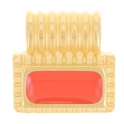 Mini colgante rectángulo de 10 mm con resina epoxi - Dorado con oro fino - Naranja x1