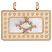 Colgante ojo rectángulo 12x16 mm con nácar - Acero inoxidable 316L dorado x1