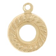 Colgante redondo hueco 9 mm efecto cuerda para cabujón 5 mm - Gold filled