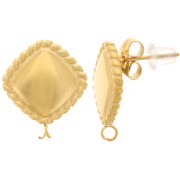 Pendientes de diamantes efecto cuerda 17x14 mm - Acero inoxidable dorado 304L x2