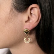 Pendientes de diamantes efecto cuerda 17x14 mm - Acero inoxidable dorado 304L x2