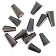 Cuentas facetadas de vidrio en forma de cono - 8x4 mm - Opaque Jet AB x25