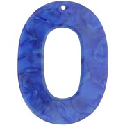Colgante hueco ovalado de acetato opaco 47x34 mm - Perla azul real x1