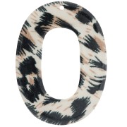 Colgante Hueco Ovalado 47x34 mm en Acetato Transparente - Leopardo Negro - Marrón x1