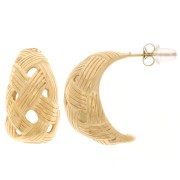 Semi-agujeros anchos abiertos 21 mm efecto trenzado - Acero inoxidable 316L Dorado x2
