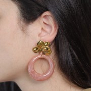 Pendientes flor 24x30 mm con anilla cerrada - Acero inoxidable dorado 304L x2