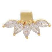 Colgante pétalo 7,5x14 mm con óxidos de circonio - 3 micras chapado en oro x1