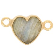 Entrepieza corazón 15x8 mm gema - Dorado oro fino - Labradorita x1
