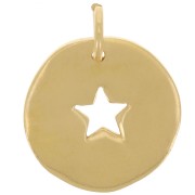 charm redondo irregular de 14 mm - motivo estrella hueca - chapado en oro de 3 micras x1