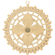 Colgantes redondos calados de 31 mm para cabujón de 4 mm - Acero inoxidable Dorado 304L x2