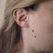 Pendientes bolas pequeñas barra en forma de T 6 mm - Gold filled (Gold Filled) x2