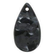 Colgantes gotas onduladas 30x17 mm - Negro jaspeado - Blanco x6
