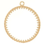 Colgante redondo trabajado para cabujón plano de 26 mm - chapado en oro de 3 micras x1