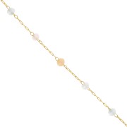 Cadena de cuentas de vidrio facetado aplanado 3x2 mm - Dorado - Pastel x50cm