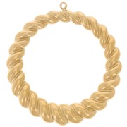 Colgantes efecto trenzado círculos 35 mm - Acero inoxidable 316L dorado x2