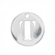 Dije letra T - 8.5mm de Plata Ley x1