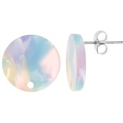Ganchos pendientes redondos de acetato de 15 mm - carey azul - rosa x2