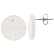Ganchos pendientes acrílicos redondos de 15 mm - Blanco nacarado x2