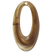 Colgante ovalado calado de resina translúcida 47x26 mm - Marrón claro jaspeado x1