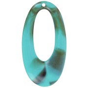 Colgante calado ovalado de resina opaca 47x26 mm - Mármol turquesa x1