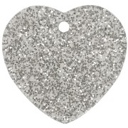 Lentejuela corazón acrílico 15x16,5 mm - purpurina plateada x1