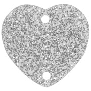 Entrepieza corazón acrílico 15x16,5 mm - Brillo plateado x1