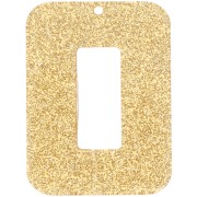 Colgante acrílico rectángulo hueco 40x30 mm - Purpurina dorada x1