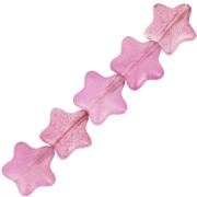 Cuentas de vidrio estrella 8 mm - Fucsia - purpurina dorada x10