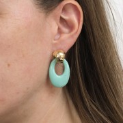 Colgante ovalado calado de resina opaca 33x23 mm - Menta x1