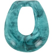 Colgante gota calado de resina translúcida 28x25 mm - Verde Turquesa jaspeado x1