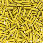 Abalorios tubos a rayas - Preciosa Ornela Rola - 7x3.5 mm Amarillo - Negro x5g