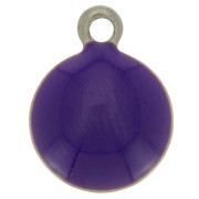 Dijes redondos de 8 mm en acero inoxidable 304 y resina epoxi - Morado oscuro x5