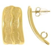 Pendientes rectangulares texturizados 24x12mm - Acero inoxidable dorado 304L x2