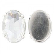 Cabuchón oval tallado engastado 18x13 mm Crystal/Rodiado