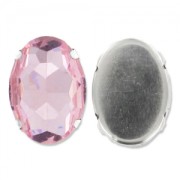 Cabuchón oval tallado engastado 18x13 mm Light Rose/Rhodiado