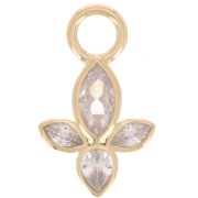 Colgante pétalo 18x11 mm con óxidos de circonio - chapado en oro de 3 micras x1