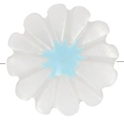 Cuenta flor margarita 12 mm nácar - Blanco - Azul x1
