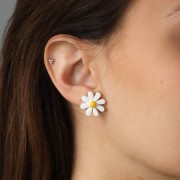 Cabujón flor resina 16 mm - Azul cielo - Amarillo x1