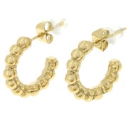 Pendientes de aro redondo con alambre de cuentas - 16 mm - Acero inoxidable 316L Oro x2