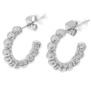 Pendientes de aro redondo con alambre de cuentas - 16 mm - acero inoxidable 316L x2