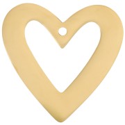 Colgantes corazón hueco 37x38 mm - Acero inoxidable 316L dorado x2