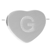 Letra del alfabeto en forma de corazón perlada 6x7 mm - G - Acero inoxidable 316L x1
