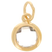 Colgante redondo de óxido de circonio de 7,5 mm - chapado oro de 3 micras - Cristal x1