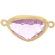Entrepieza Oval Irregular 19x10 mm con CZ - 3 Micras Baño de Oro - Rosa x1